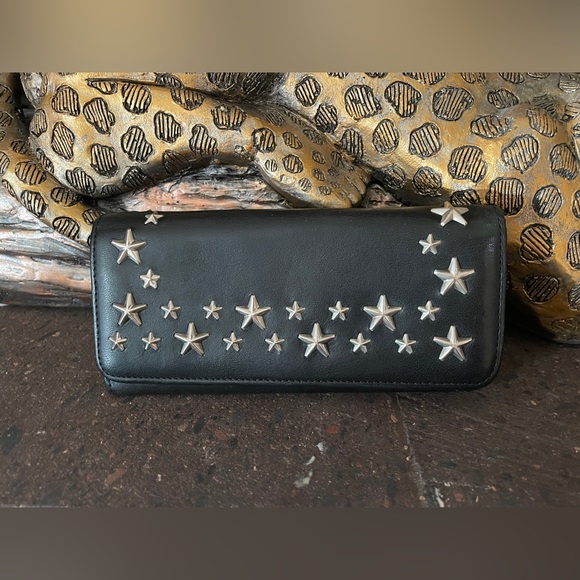 Jimmy Choo Black Wallet with Silver Stars - Picture 7 of 15